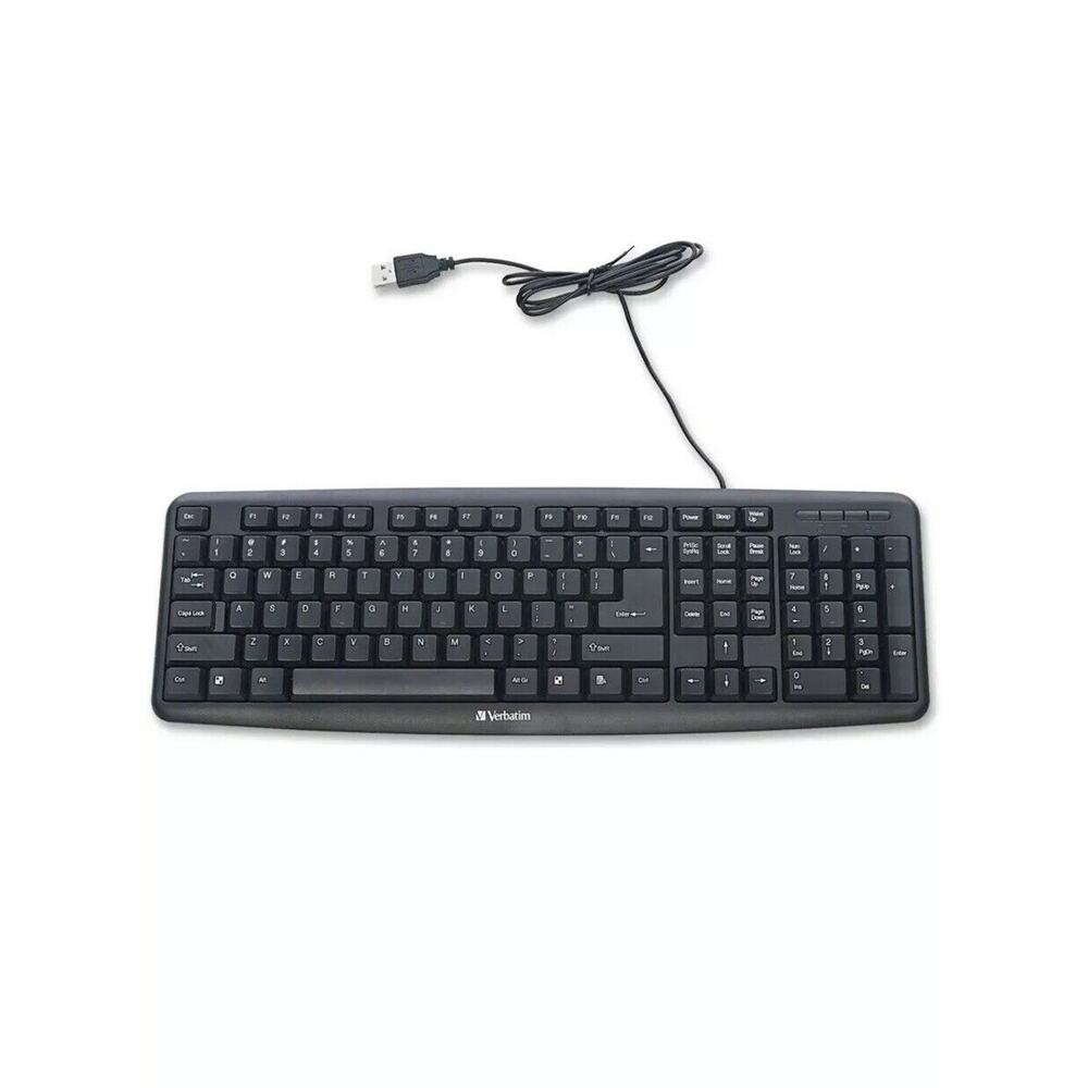 VERBATIM Slimline Corded USB Keyboard - Black‎ NEW